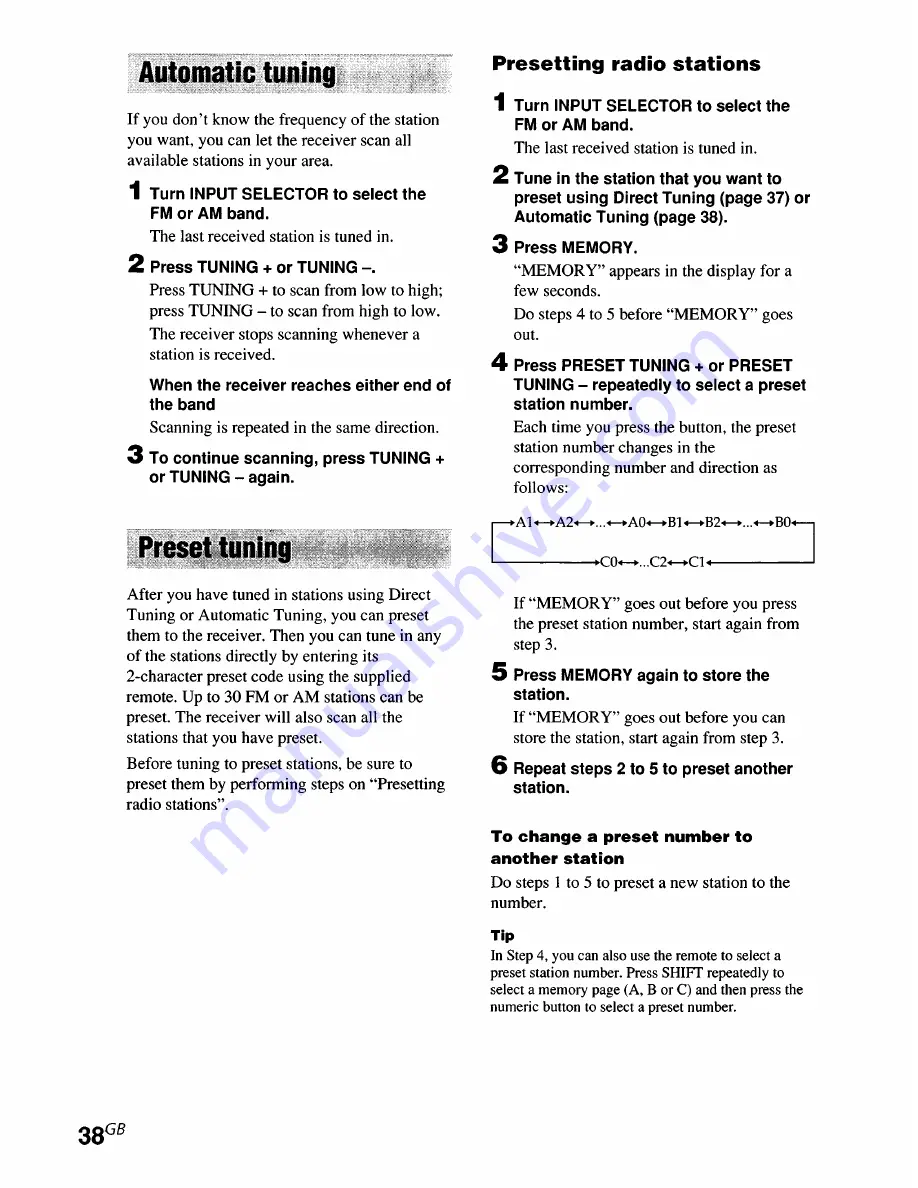 Sony STR-DE895 - Fm Stereo/fm-am Receiver Operating Instructions Manual Download Page 38