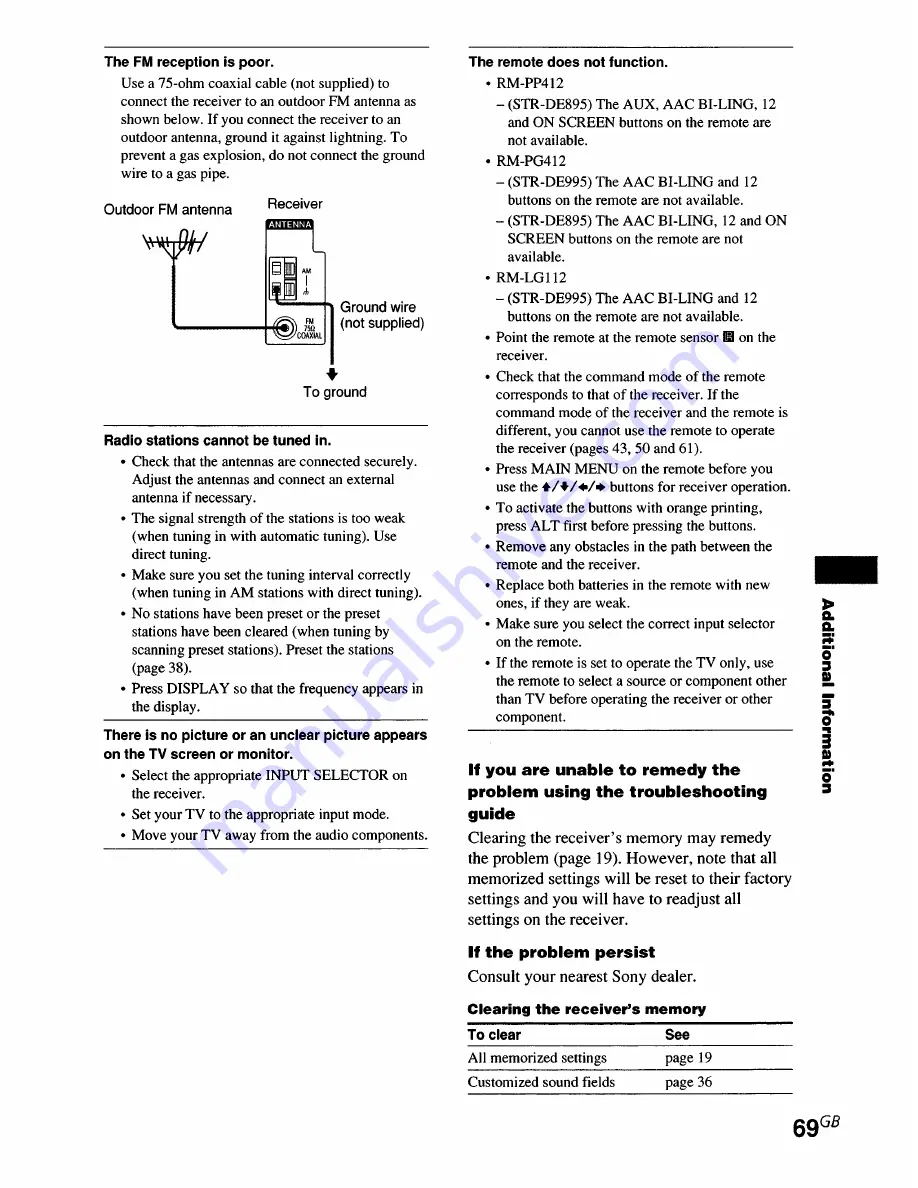 Sony STR-DE895 - Fm Stereo/fm-am Receiver Operating Instructions Manual Download Page 69