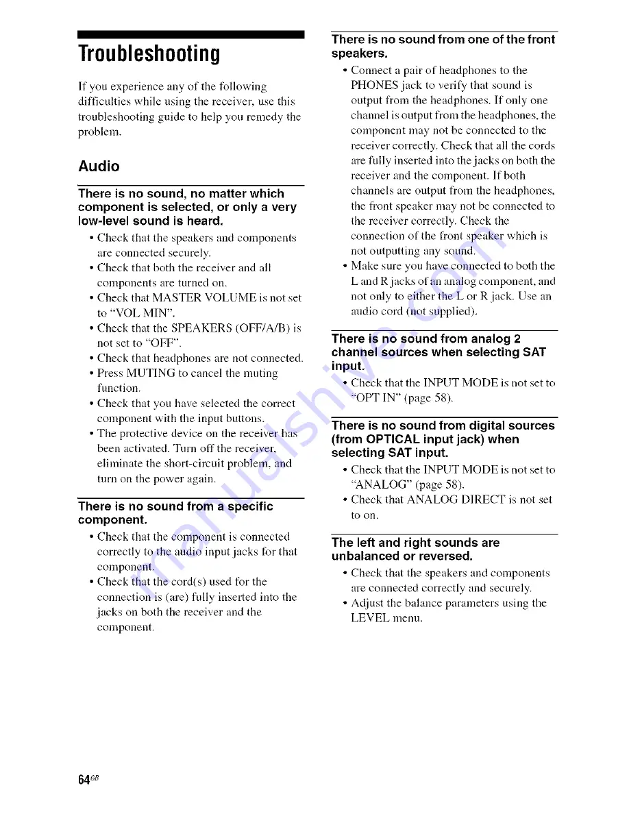 Sony STR-DG510 Operating Instructions Manual Download Page 64