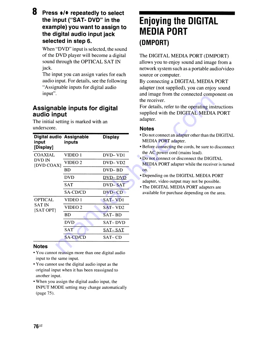 Sony STR-DG720 Operating Instructions Manual Download Page 76