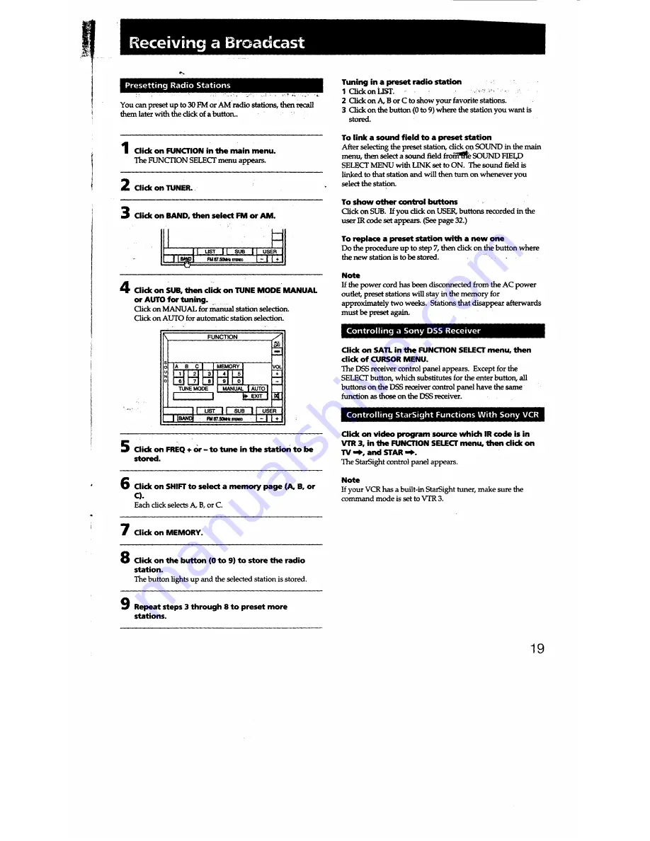 Sony STR-G3 Operating Instructions Manual Download Page 19