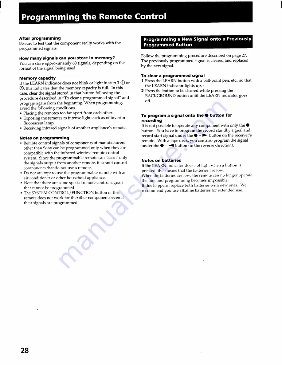 Sony STR-GX800ES - Fm Stereo Fm-am Receiver Operating Instructions Manual Download Page 28