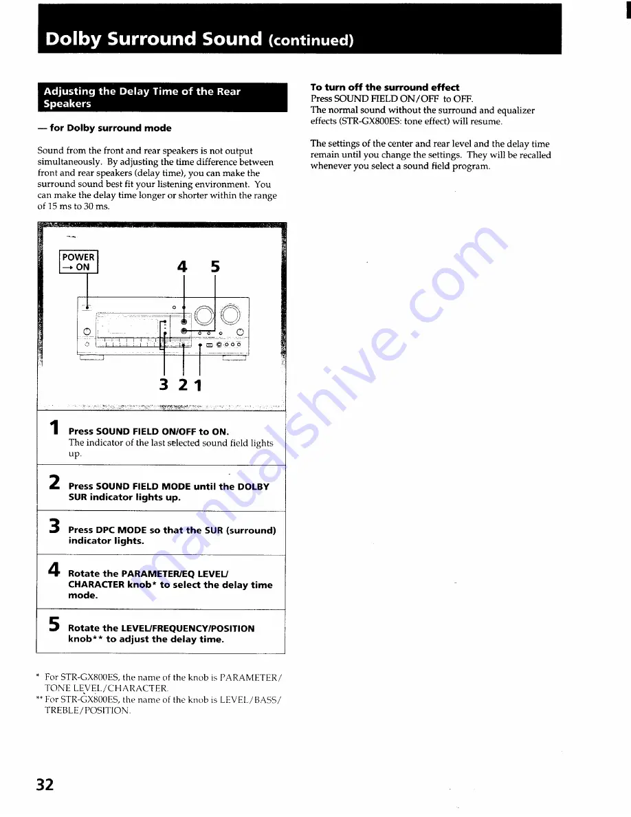 Sony STR-GX800ES - Fm Stereo Fm-am Receiver Operating Instructions Manual Download Page 32