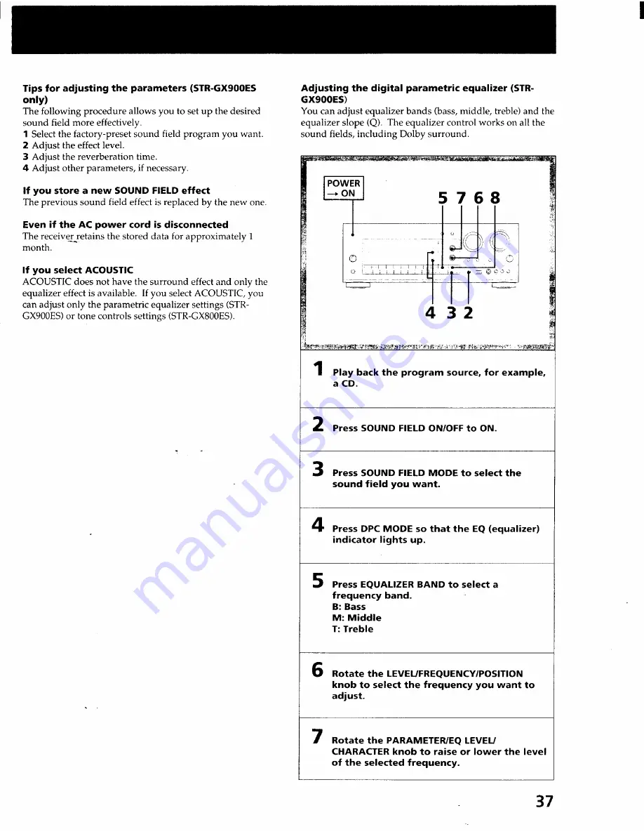 Sony STR-GX800ES - Fm Stereo Fm-am Receiver Operating Instructions Manual Download Page 37