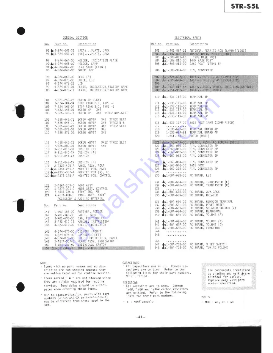 Sony STR-S5L Service Manual Download Page 43