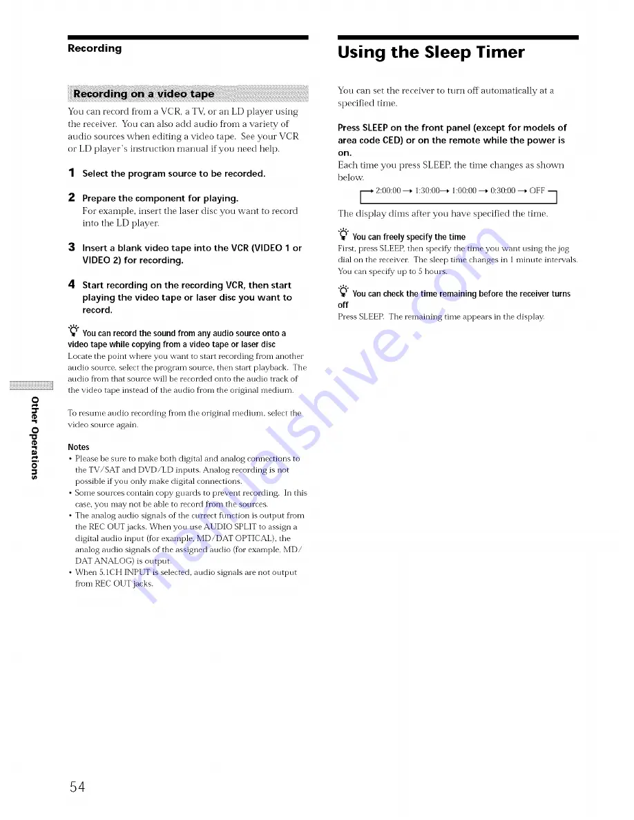 Sony STR-V555ES - Fm Stereo/fm-am Receiver Operating Instructions Manual Download Page 54