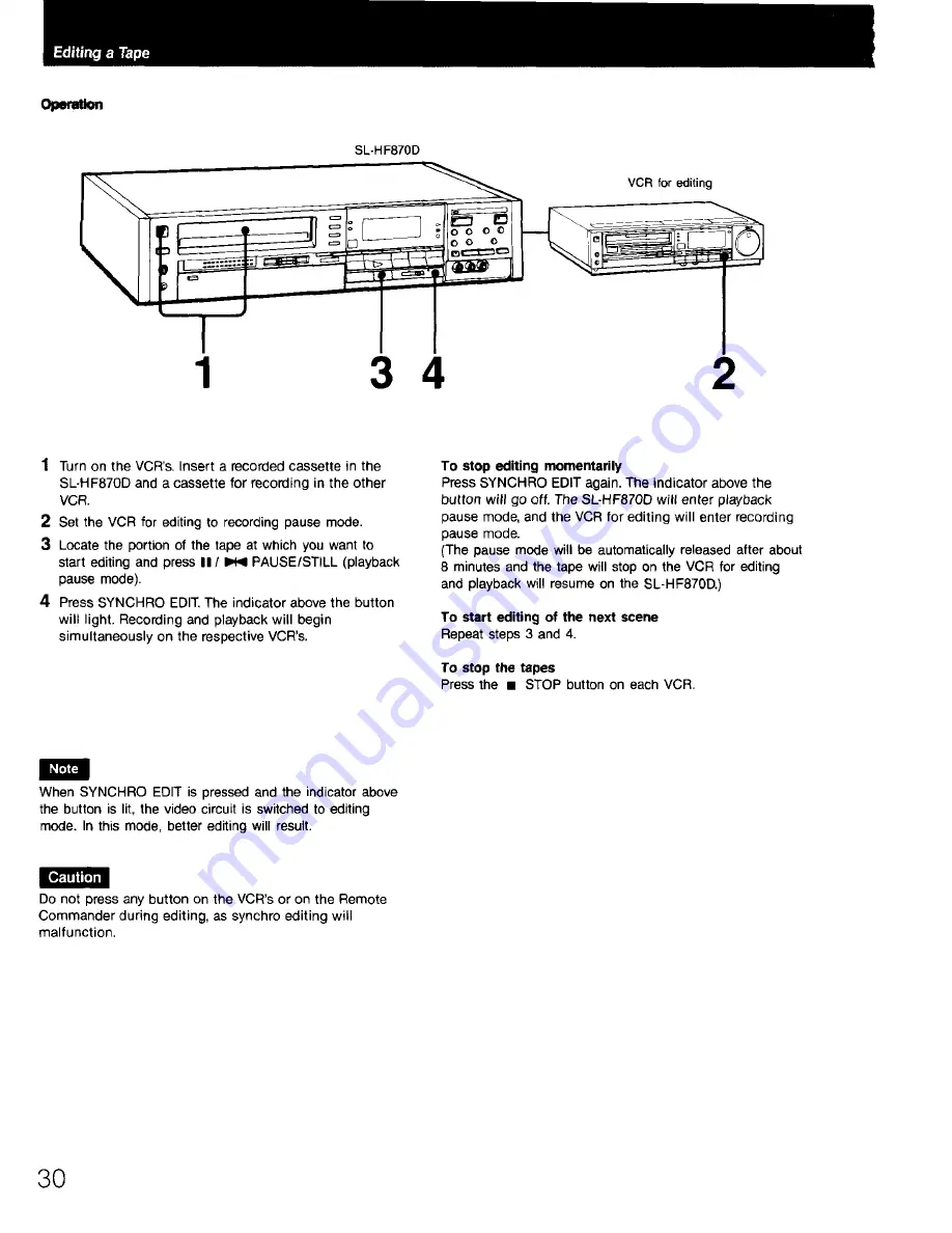 Sony Super Beta Hi-Fi SL-HF870D Operating Instructions Manual Download Page 30