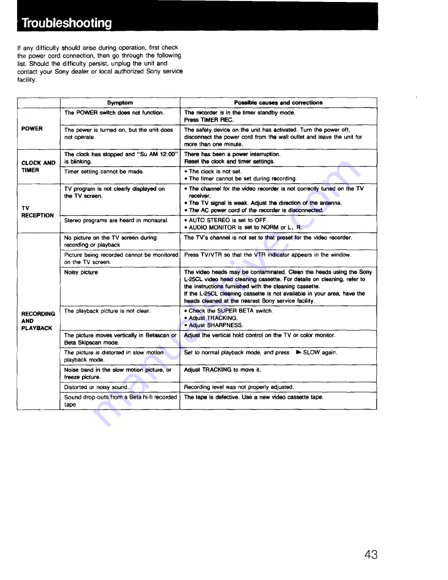 Sony Super Beta Hi-Fi SL-HF870D Operating Instructions Manual Download Page 43