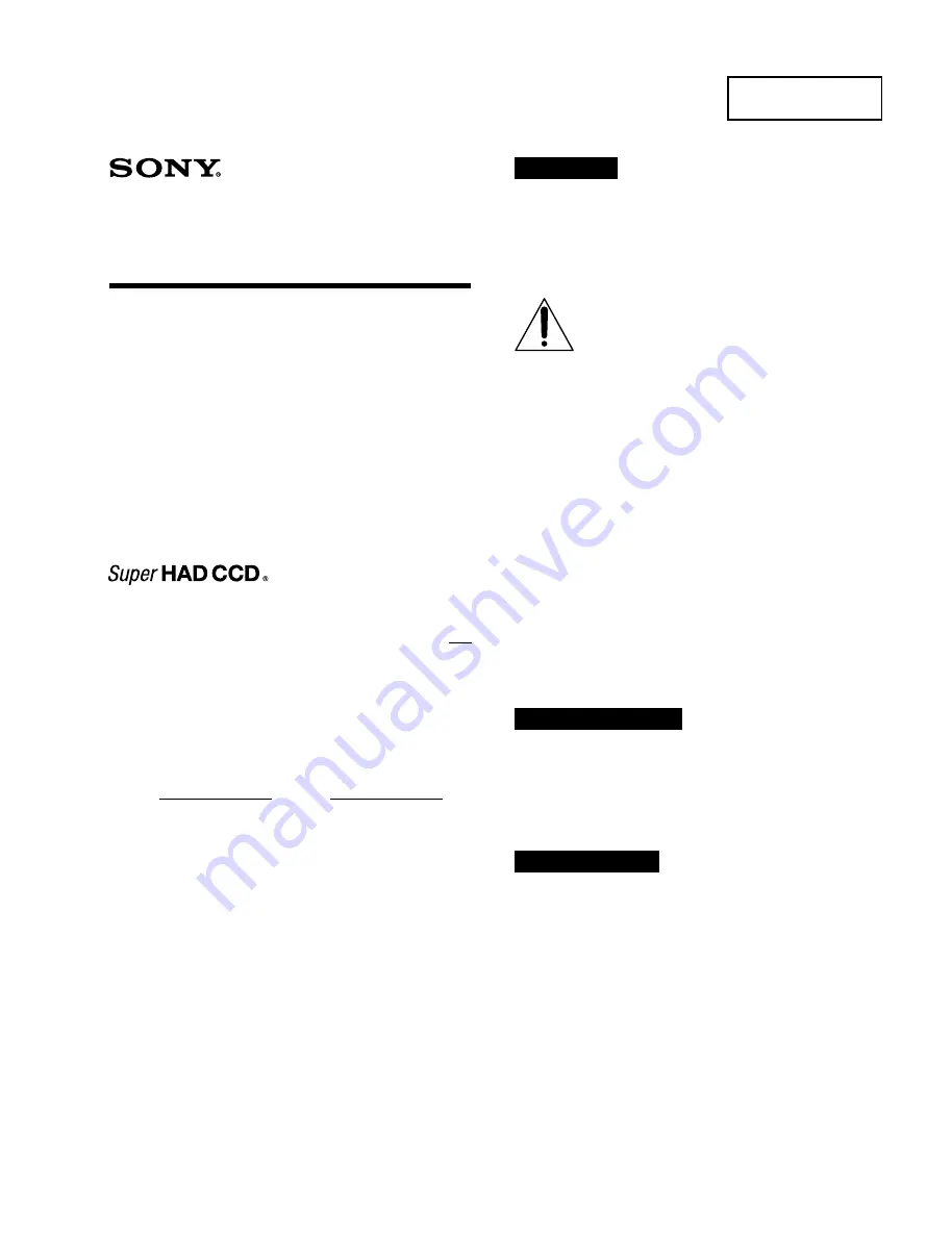 Sony Super HAD CCD SSC-DC132P Service Manual Download Page 9