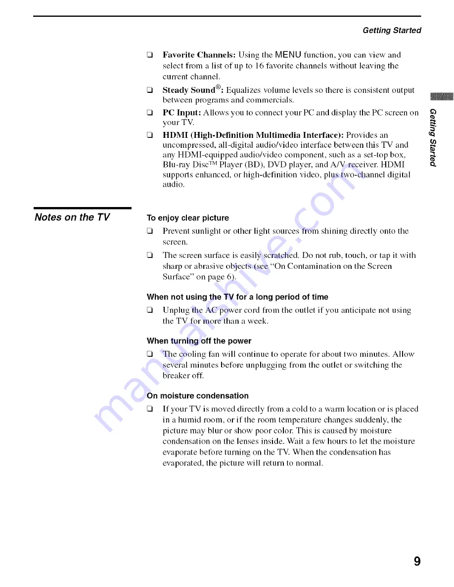 Sony SXRD KDS-50A2020 Operating Instructions Manual Download Page 9