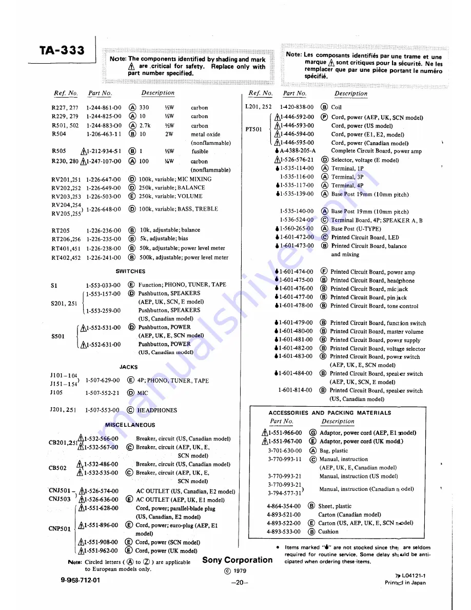 Sony TA-333 Service Manual Download Page 18