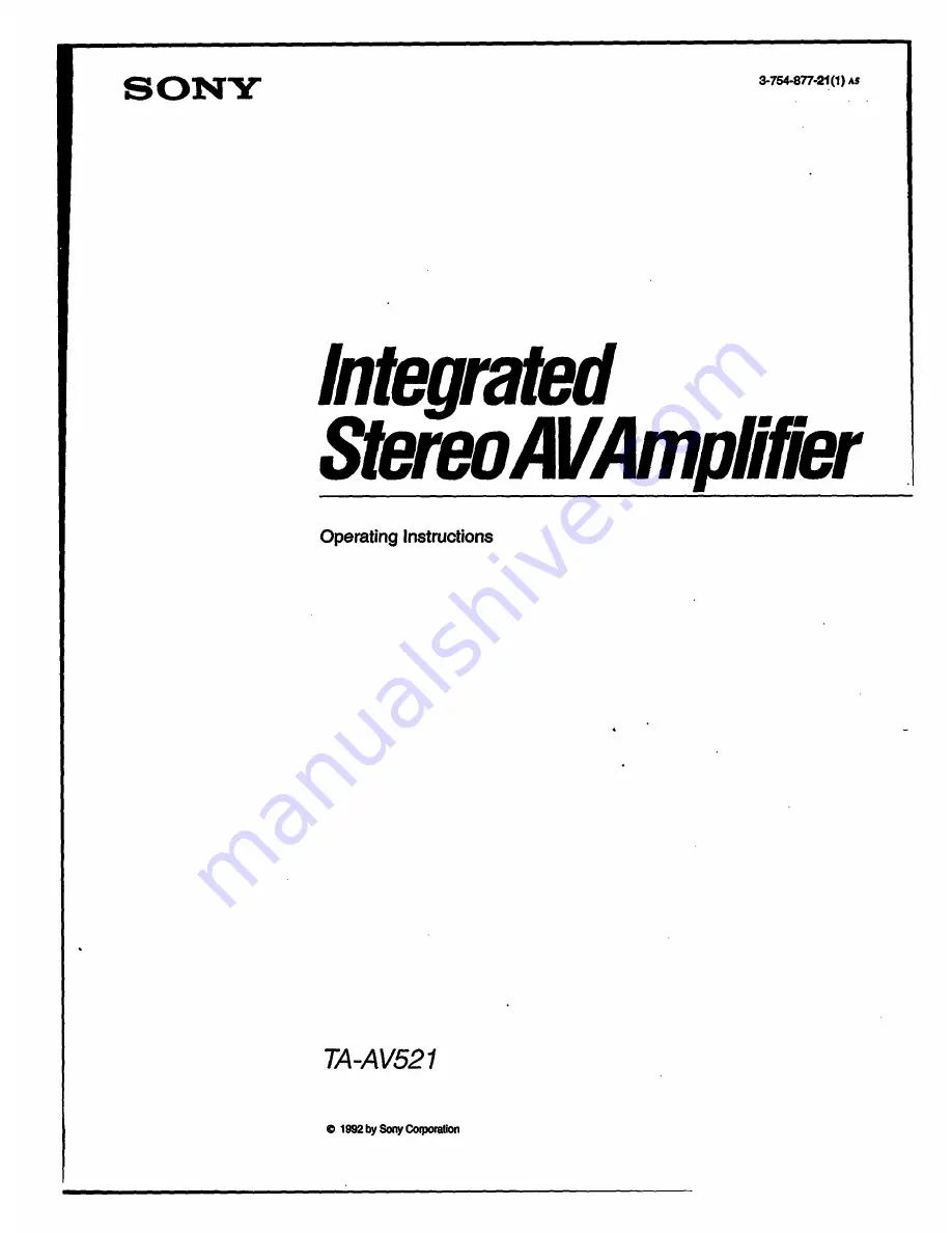 Sony TA-AV521 Operating Instructions Manual Download Page 1