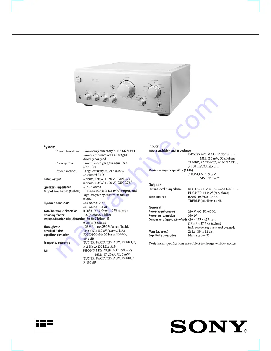 Sony TA-FA777ES Service Manual Download Page 1