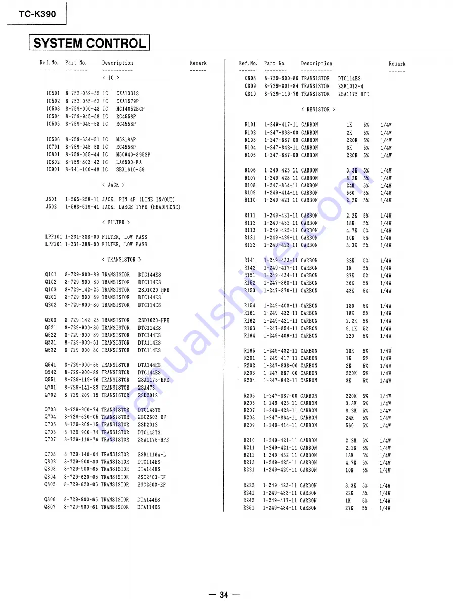 Sony TC-K390 Скачать руководство пользователя страница 24