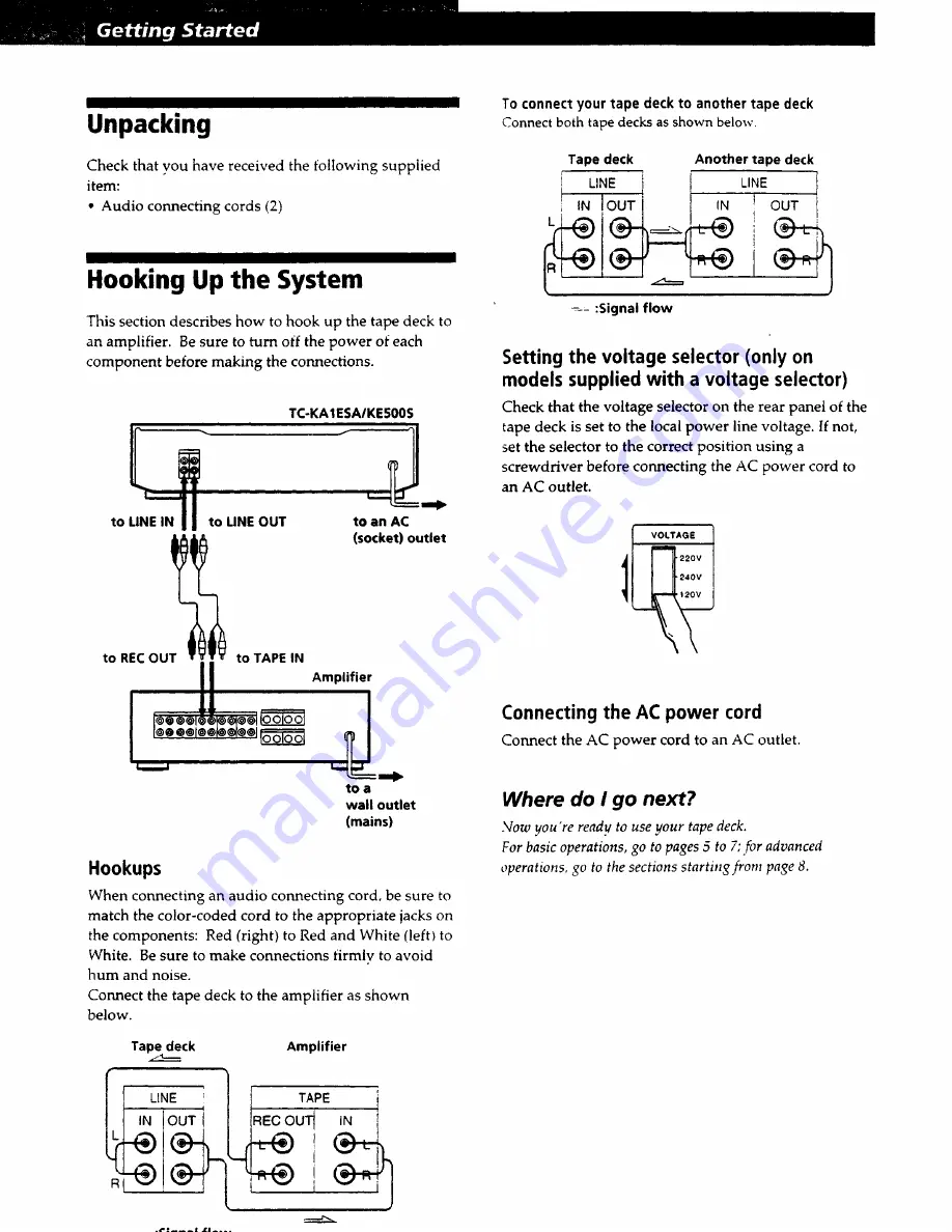 Sony TC-KA1ESA - Cassette Deck Operating Instructions Manual Download Page 4