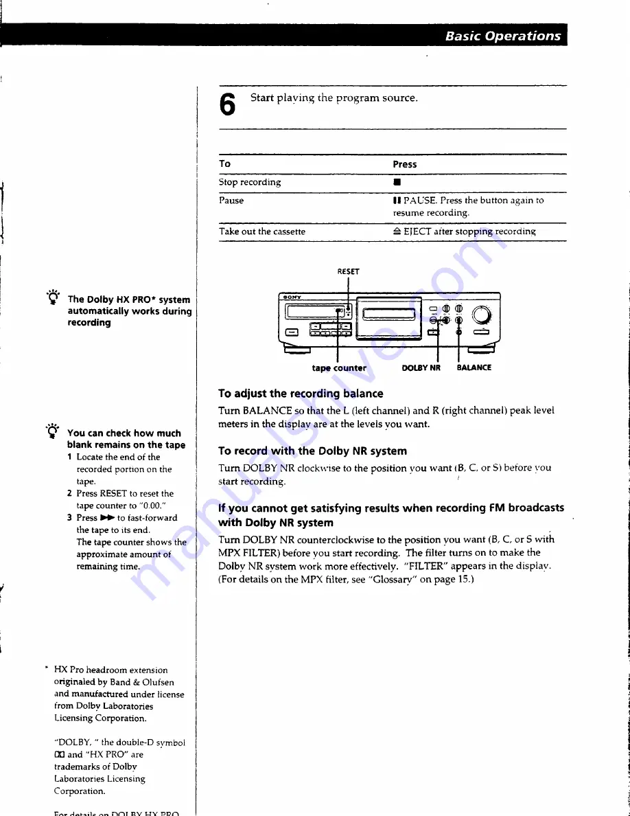 Sony TC-KA1ESA - Cassette Deck Operating Instructions Manual Download Page 7