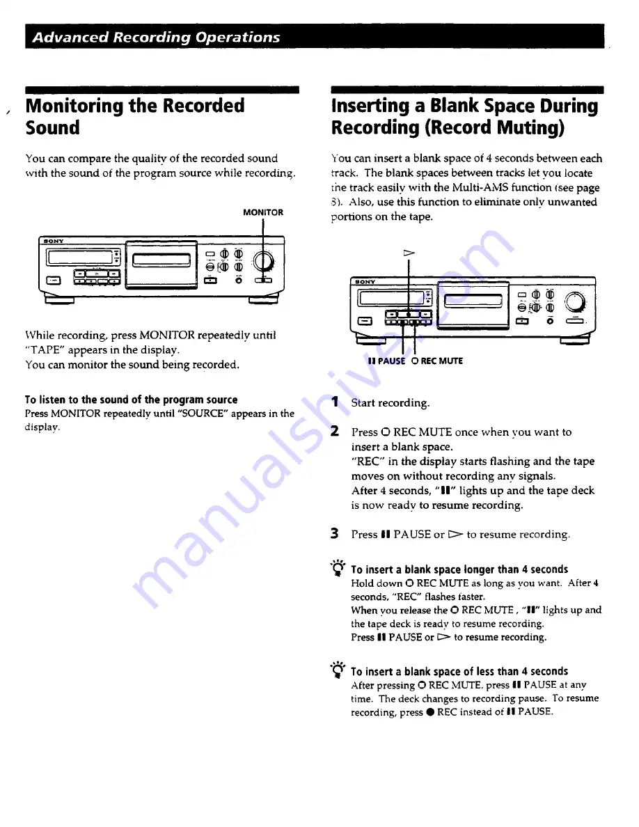 Sony TC-KA1ESA - Cassette Deck Operating Instructions Manual Download Page 10