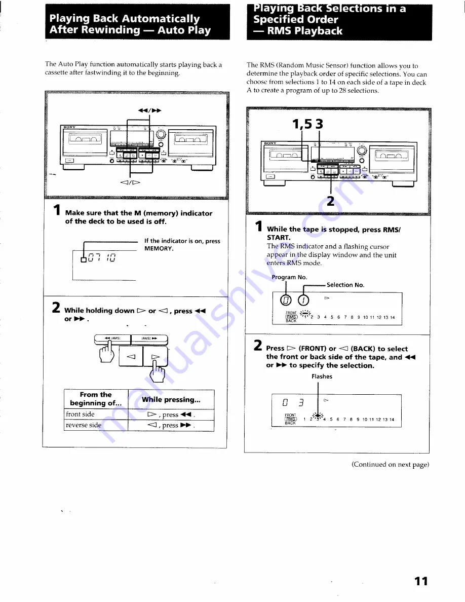 Sony TC-WA8ES Operating Instructions Manual Download Page 11