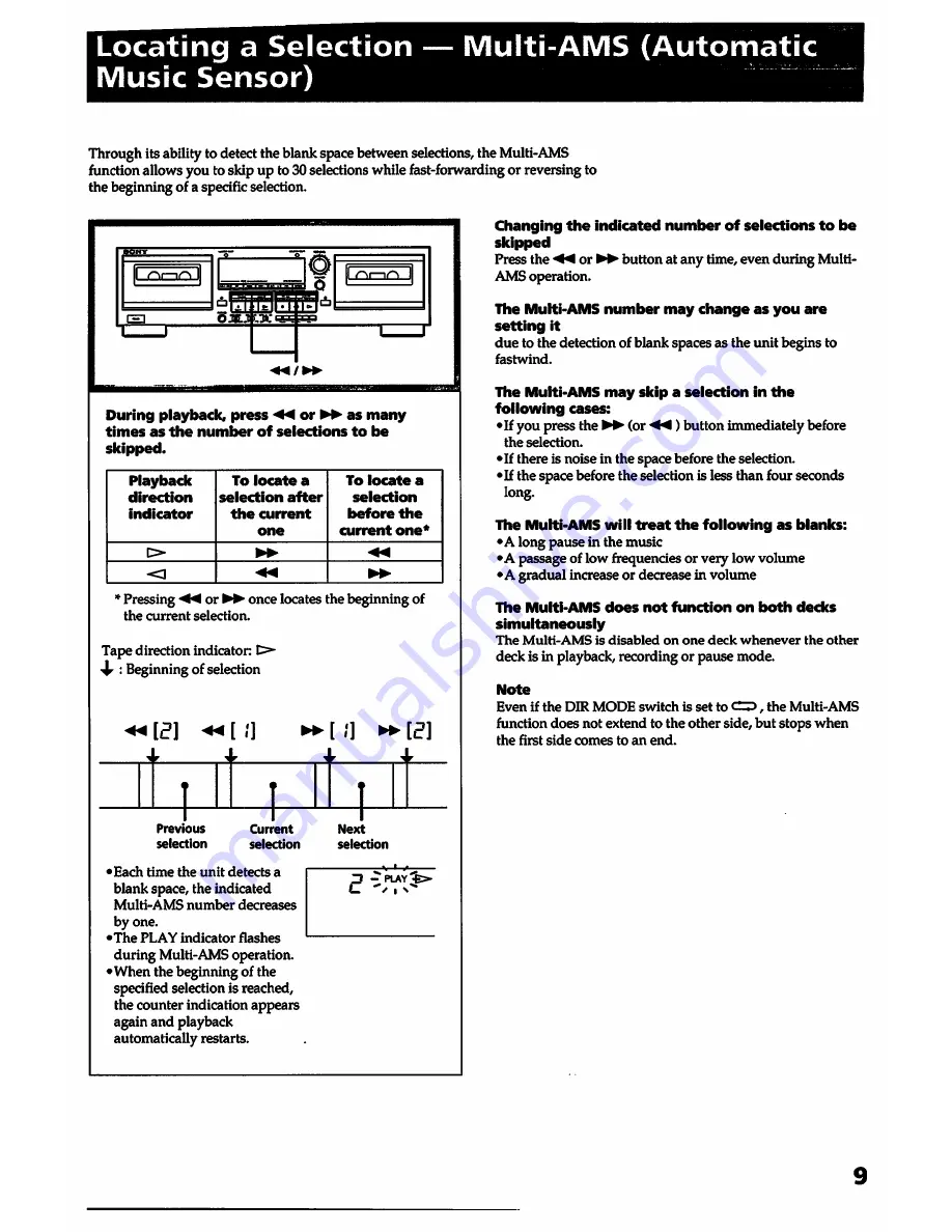 Sony TC-WR545 Primary Operating Instructions Manual Download Page 9