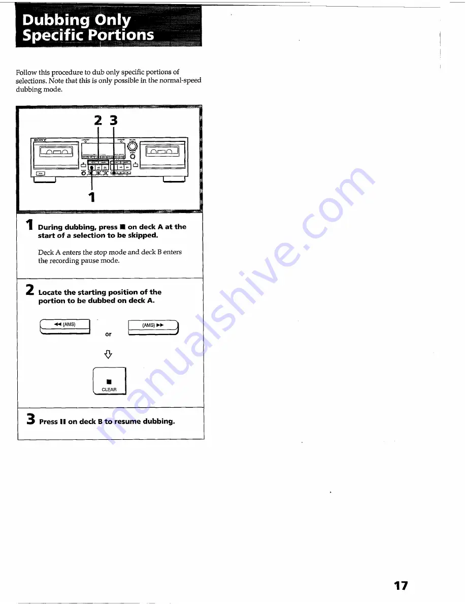 Sony TC-WR545 Primary Operating Instructions Manual Download Page 17