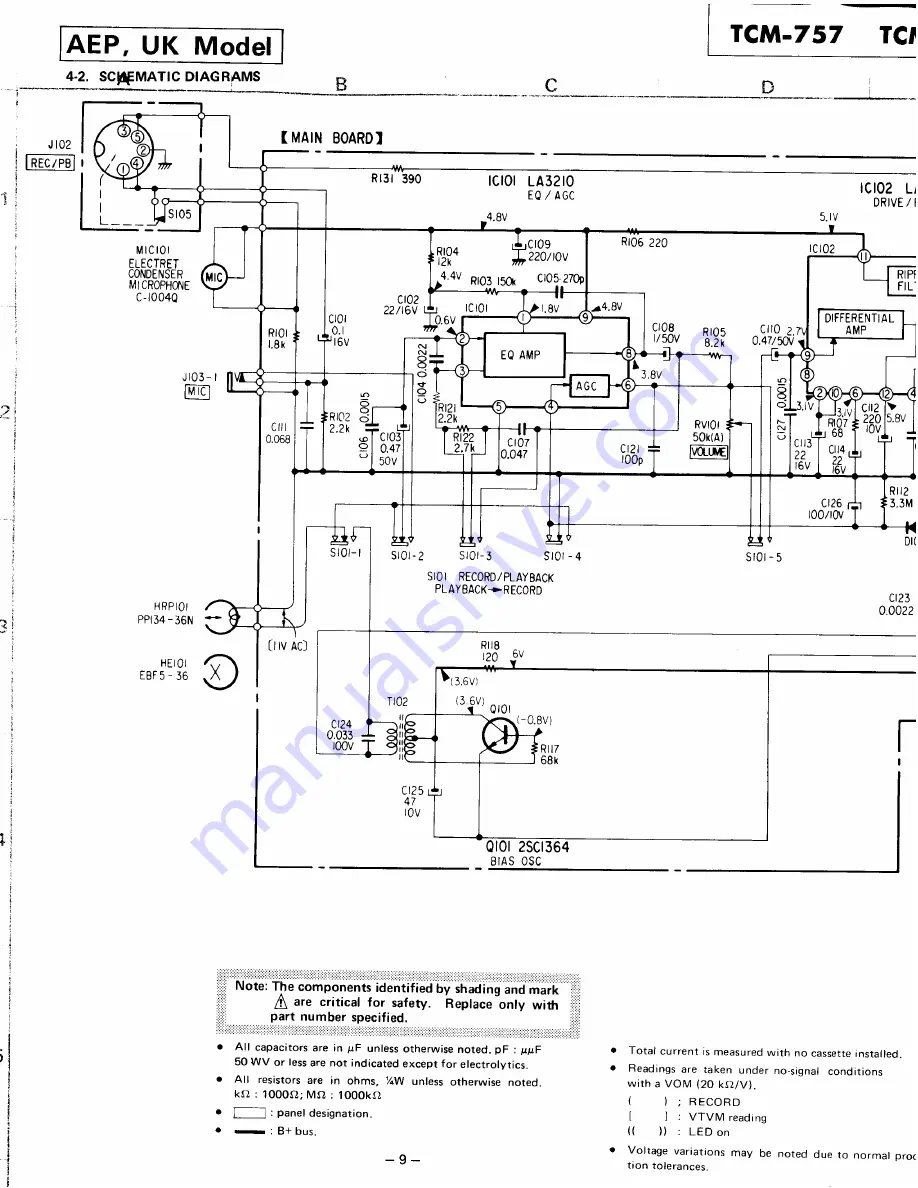 Sony TCM-757 Service Manual Download Page 9