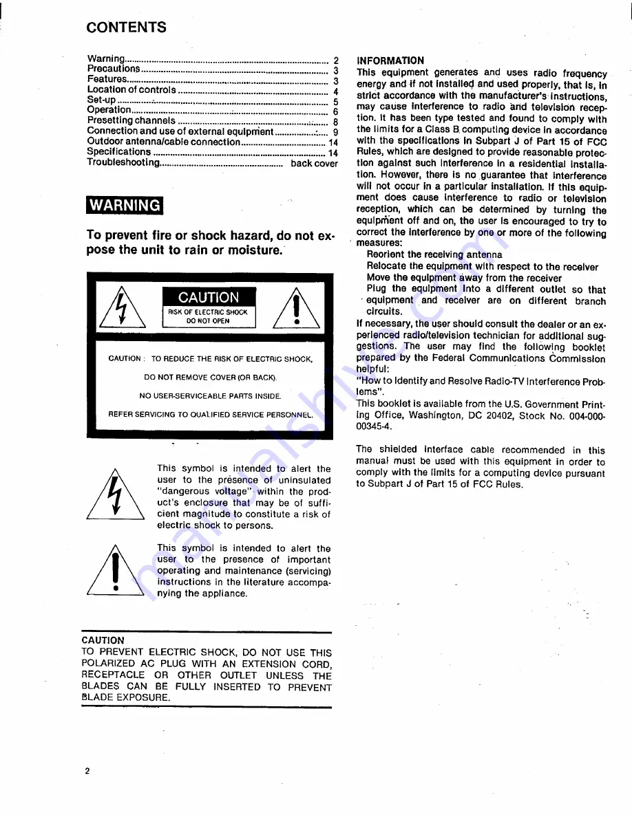 Sony Trinitron KV-1311CR Operating Instructions Manual Download Page 2