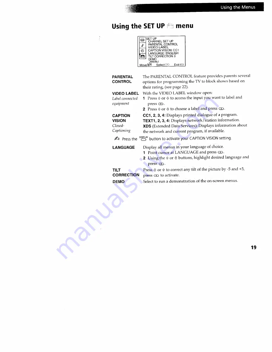 Sony Trinitron KV-20FV10 Operating Instructions Manual Download Page 23