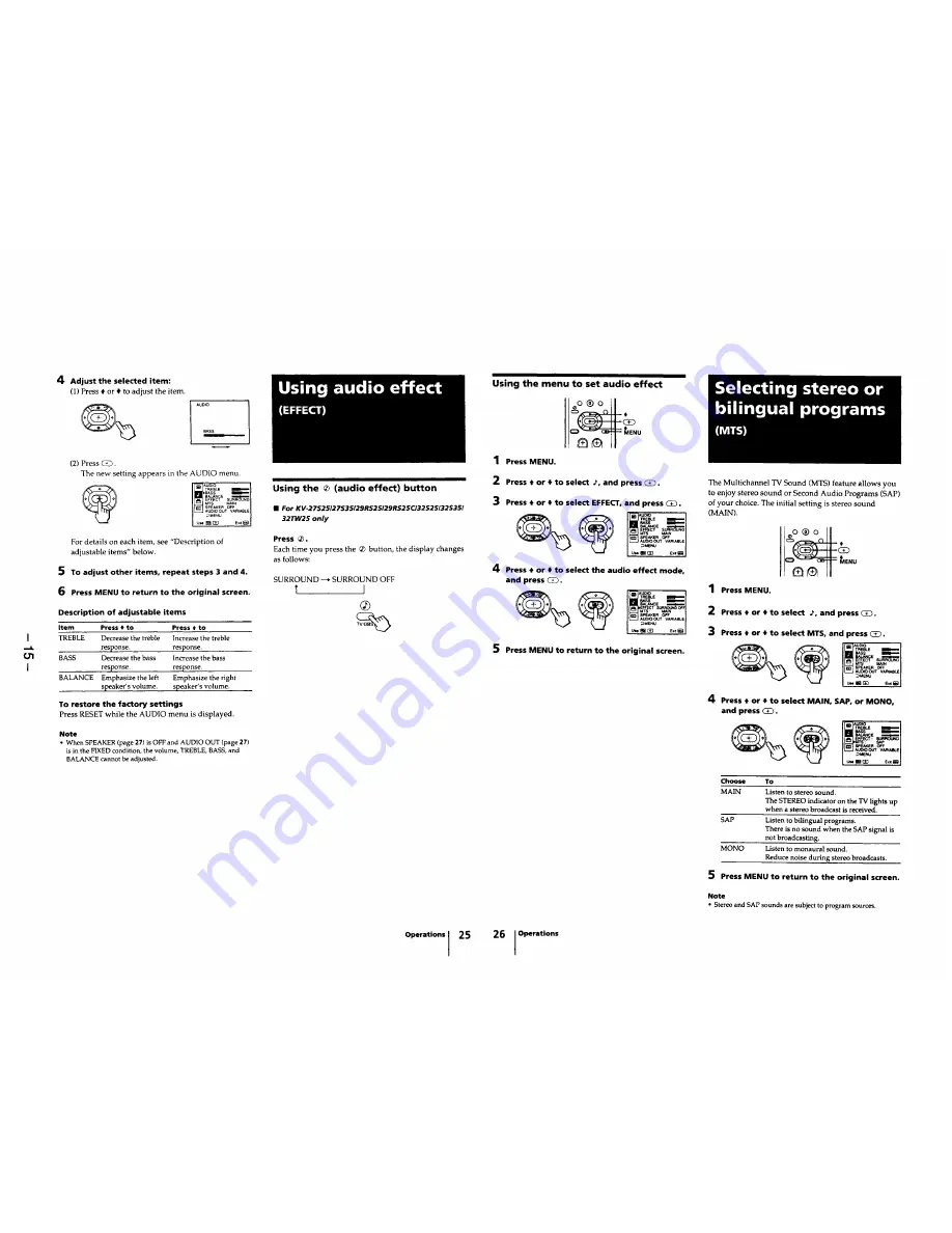 Sony Trinitron KV-27S35 Скачать руководство пользователя страница 15