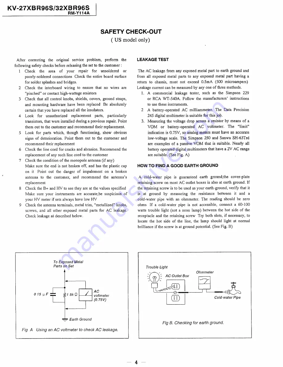 Sony Trinitron KV-27XBR96S Service Manual Download Page 4