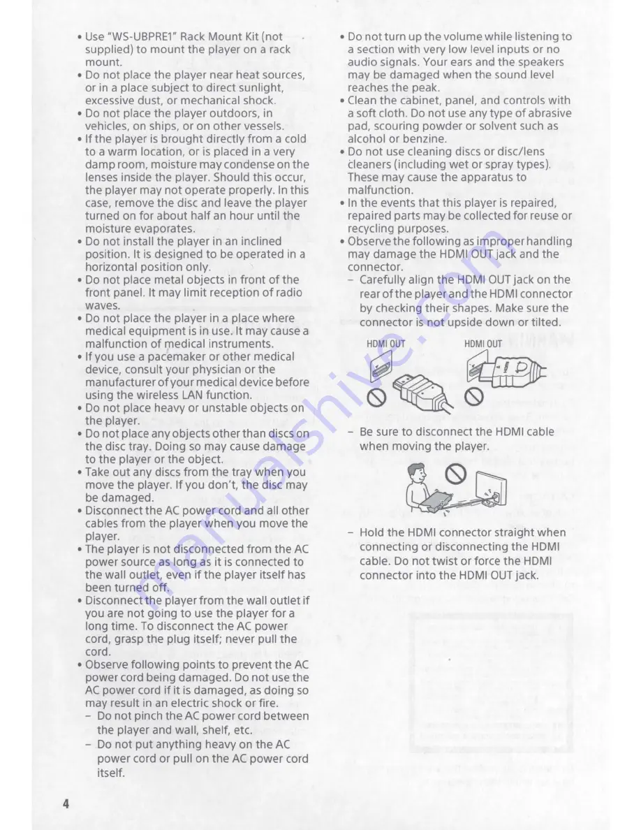 Sony UBP-X1100ES Operating Instructions Manual Download Page 4