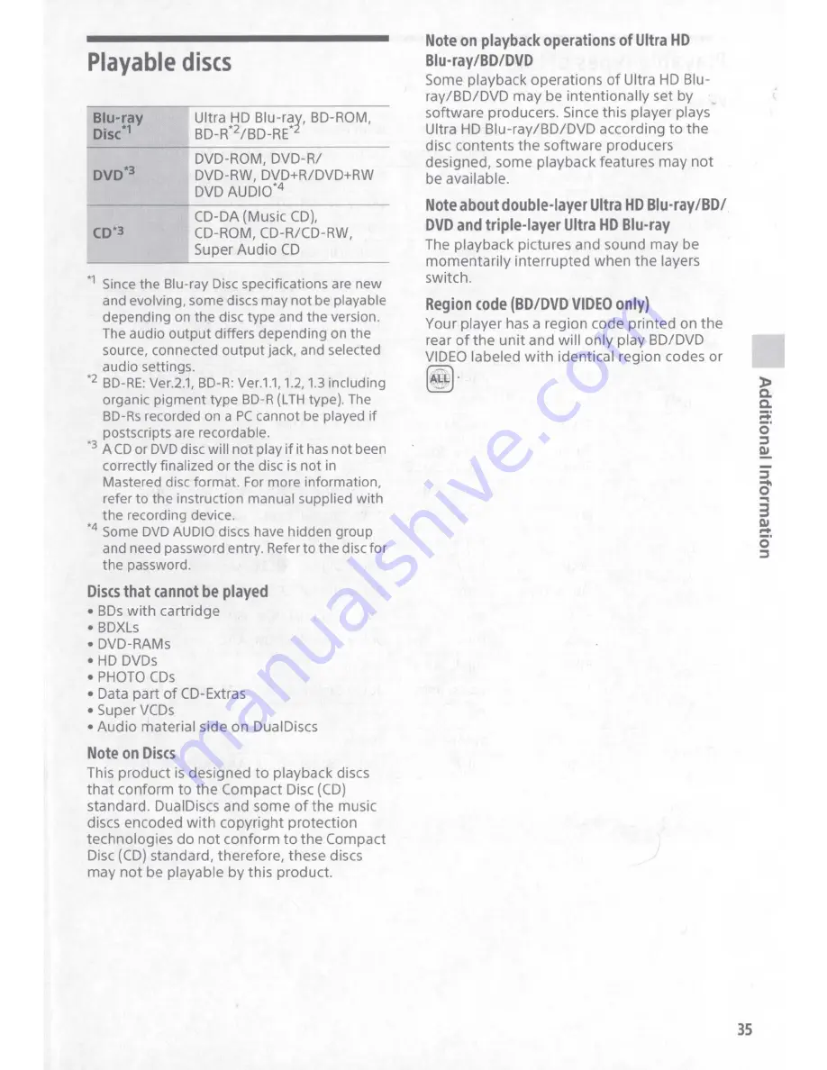 Sony UBP-X1100ES Operating Instructions Manual Download Page 35