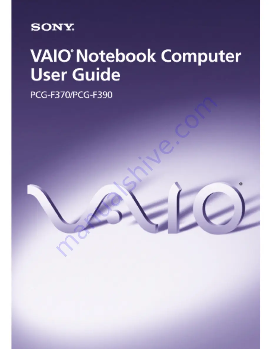 Sony VAIO PCG-F370 User Manual Download Page 1