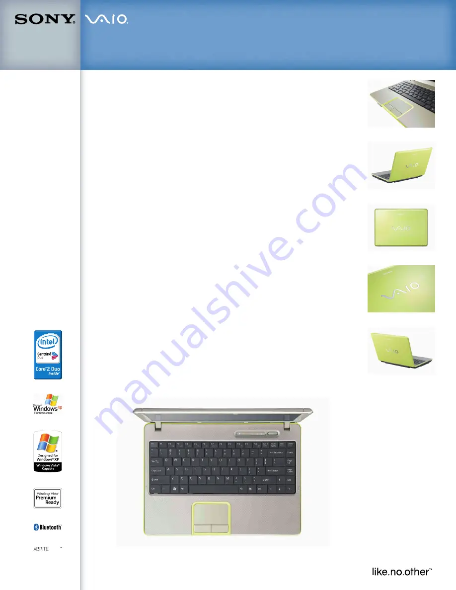 Sony VAIO VGN-C190P/G Specifications Download Page 1