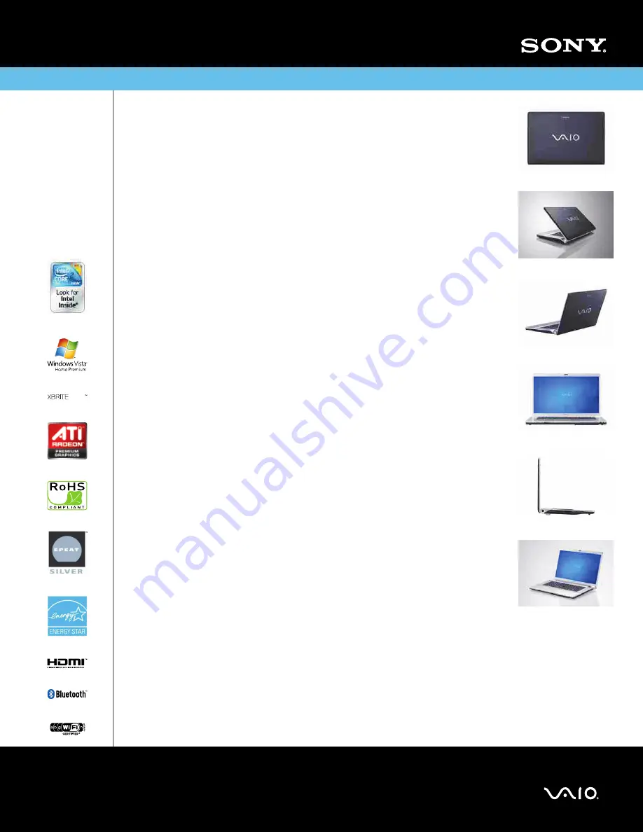 Sony VAIO VGN-FW449J/B Specifications Download Page 1