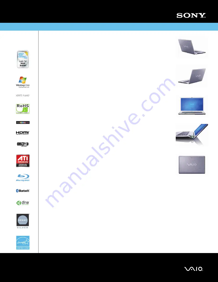 Sony VAIO VGN-FW485J/H Specifications Download Page 1