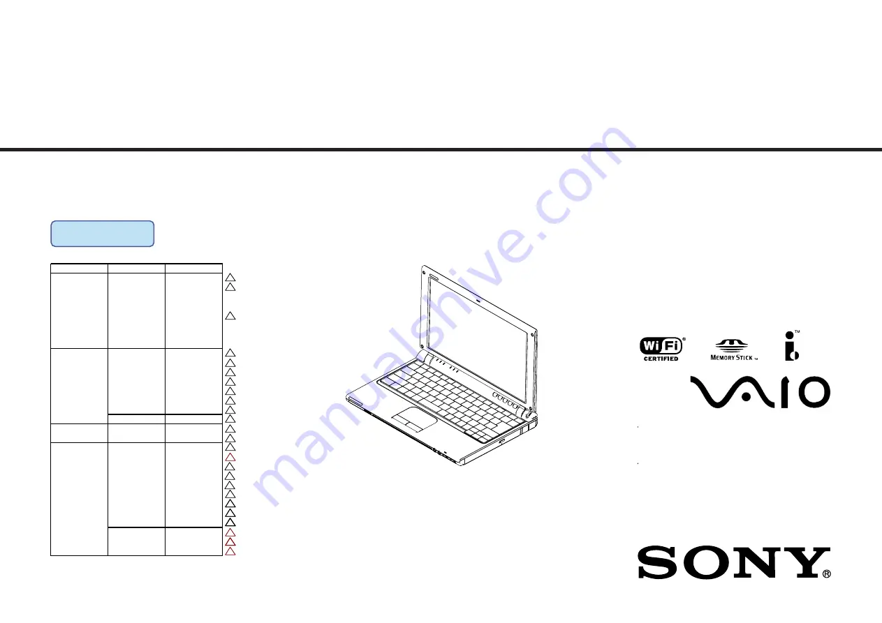 Sony VAIO VGN-T130FP Service Manual Download Page 1