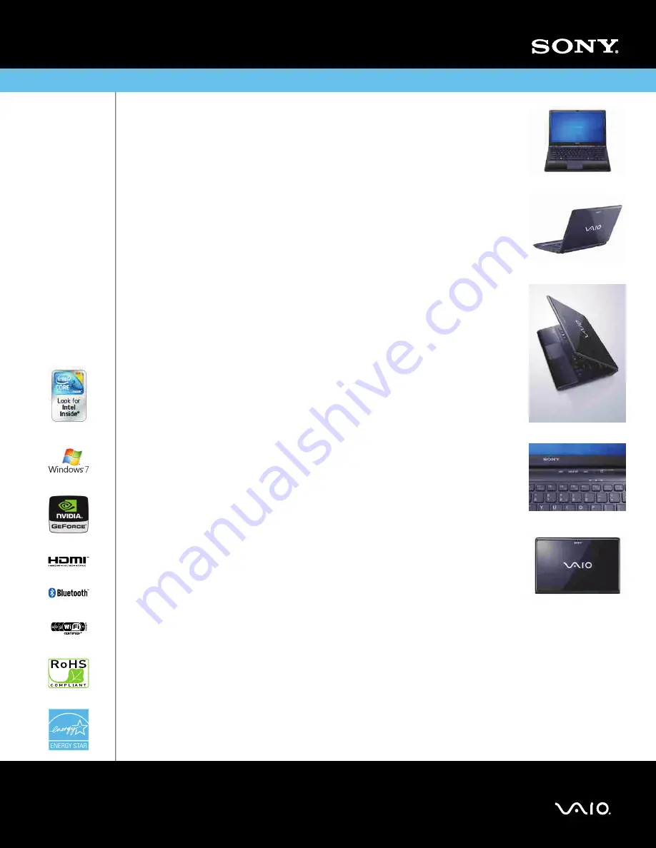 Sony VAIO VPCCW1IGX Specifications Download Page 1