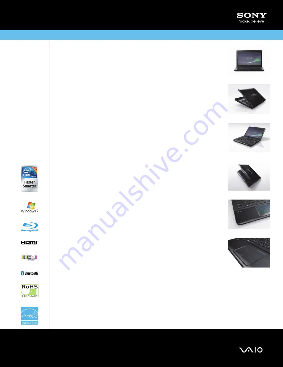 Sony VAIO VPCEA2JFX Specifications Download Page 1