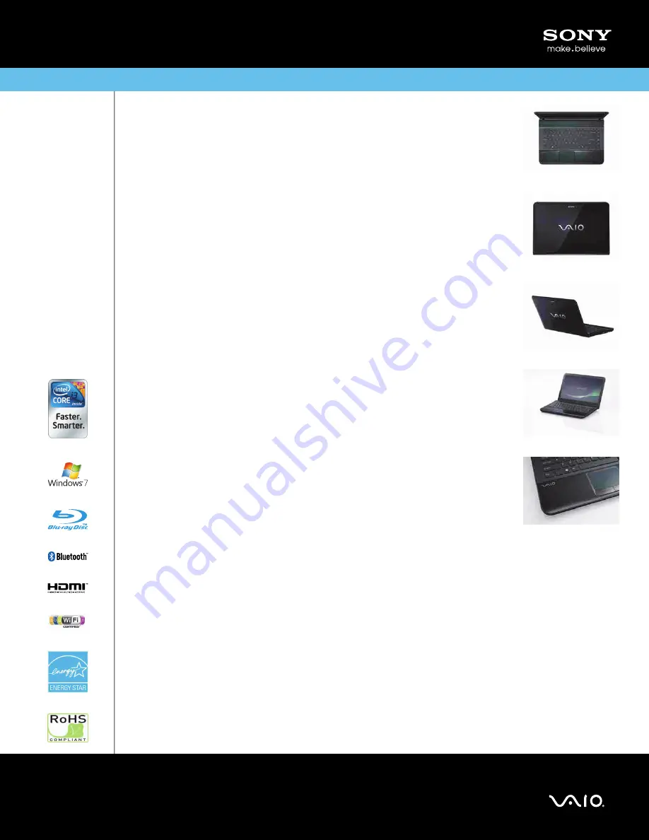 Sony VAIO VPCEA36FX Specifications Download Page 1