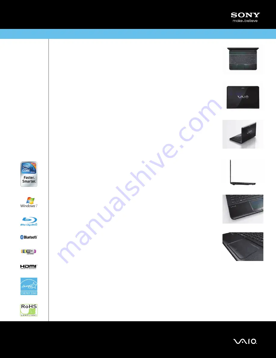 Sony VAIO VPCEA3CFX Specifications Download Page 1