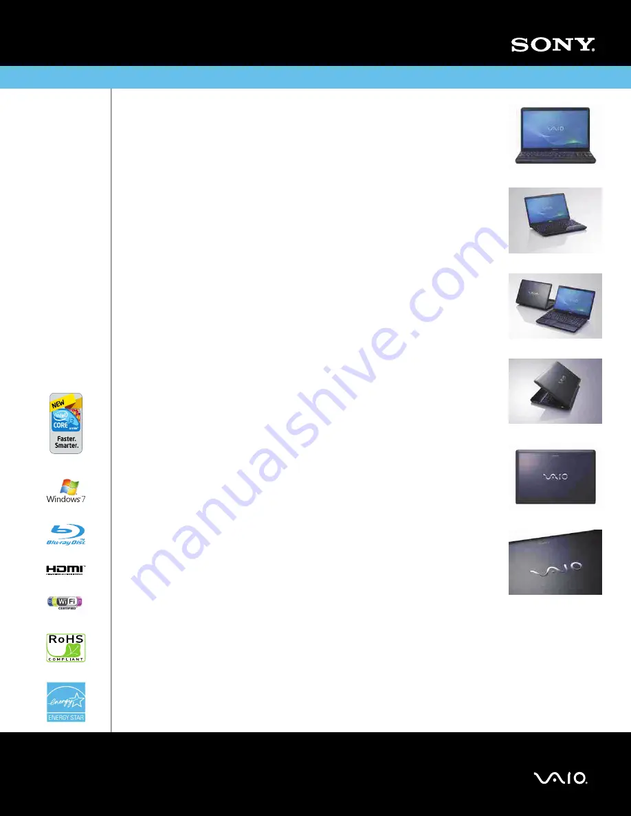 Sony VAIO VPCEB15FX/BI Specifications Download Page 1