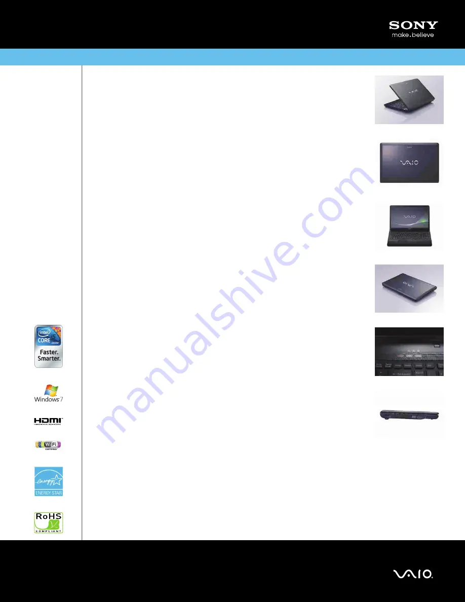 Sony VAIO VPCEB36GX/BJ Specifications Download Page 1