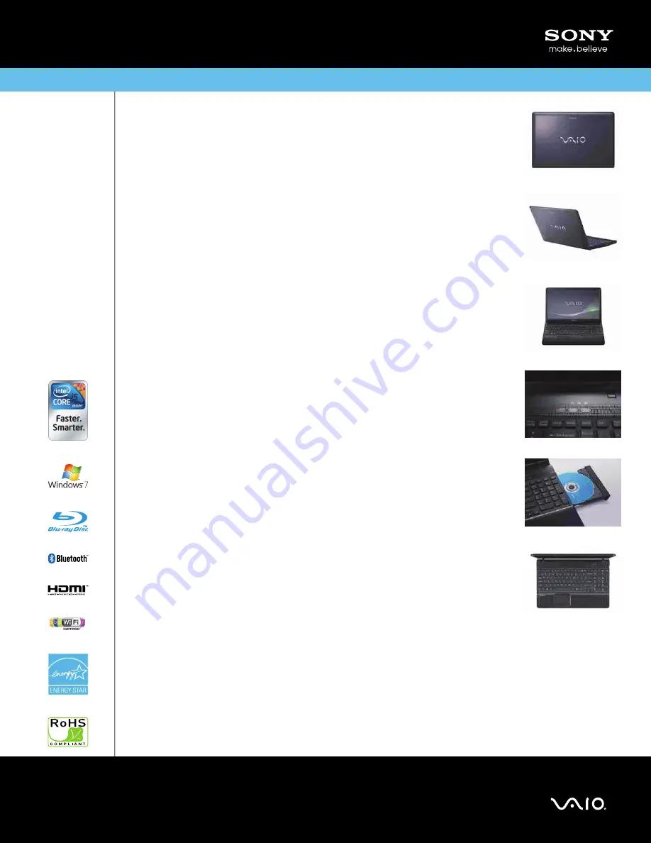 Sony VAIO VPCEB3LFX/BJ Specifications Download Page 1