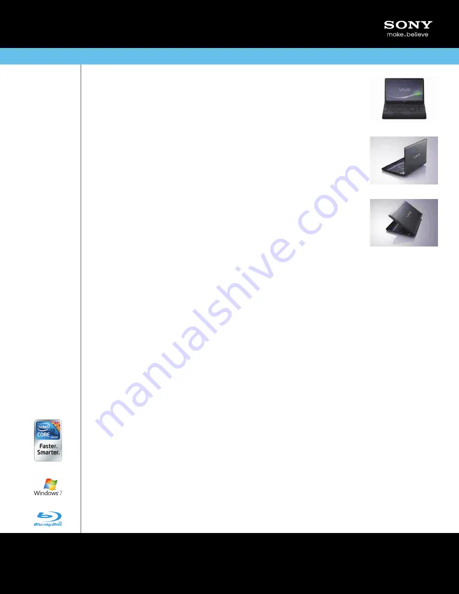 Sony VAIO VPCEB45FX Specifications Download Page 1