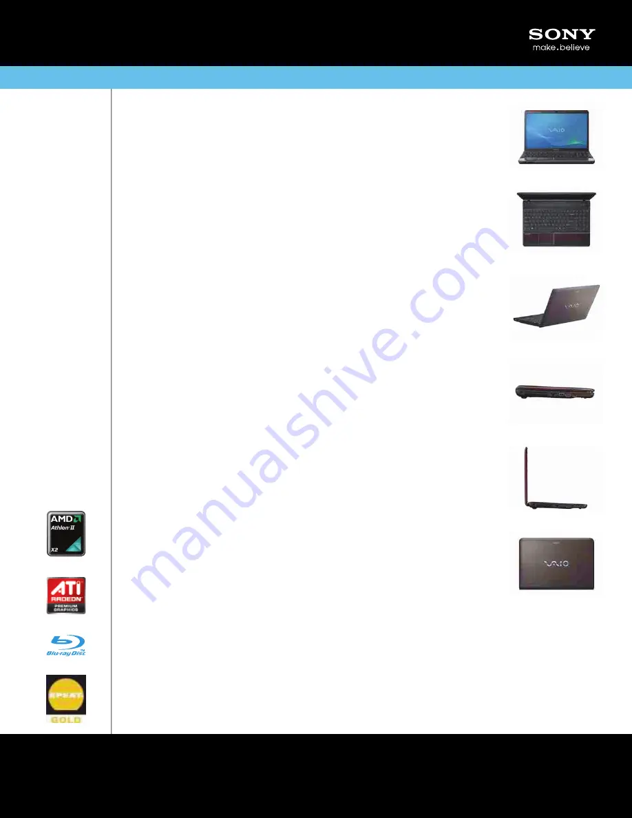 Sony VAIO VPCEE45FX/T Specification Sheet Download Page 1