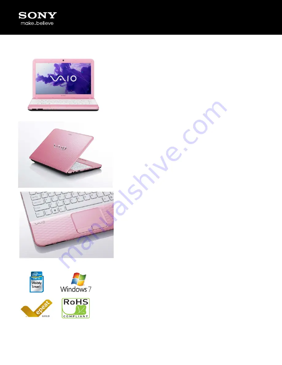 Sony VAIO VPCEG33FXP Specifications Download Page 1