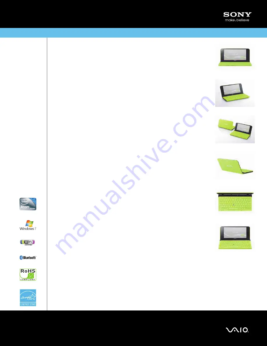 Sony VAIO VPCP112KX/G Specifications Download Page 1