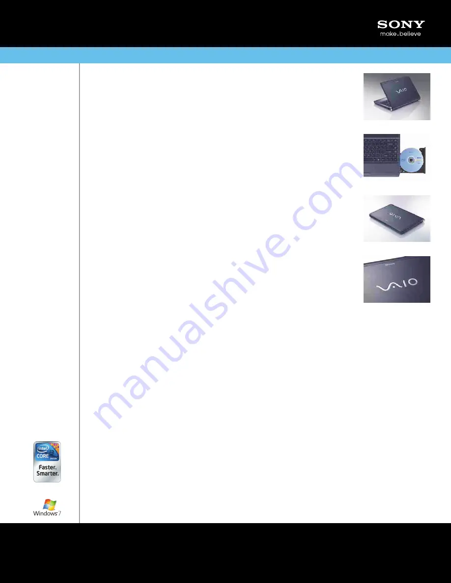 Sony VAIO VPCS132FX Specifications Download Page 1