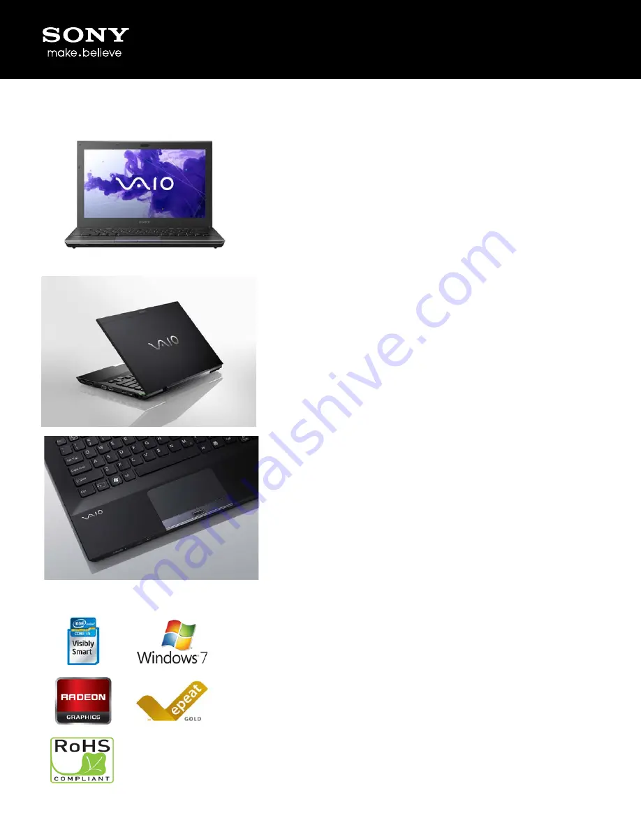 Sony VAIO VPCSA41FX/BI Specifications Download Page 1