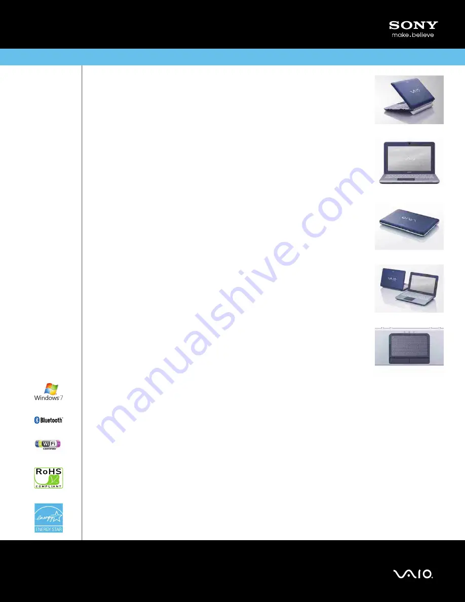 Sony VAIO VPCW215AX/L Specification Sheet Download Page 1